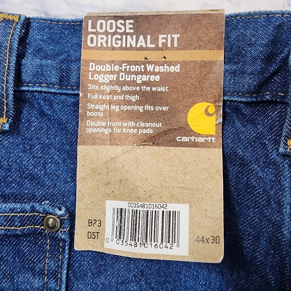Carhartt B73 DST MENS 44X30 Double Knee Loose Fit Carpenter Blue Denim Jeans - Picture 9 of 13